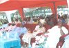 A cross section of dignitaries at the occasion-L-R-The First Class Chief, the Elepe of Oyo, the Host Commissioner, the Governor, the First Lady and Chief Oshobi at Impact 2001