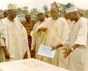 The Oyo State Governor looking at the site plan at the Mission Village